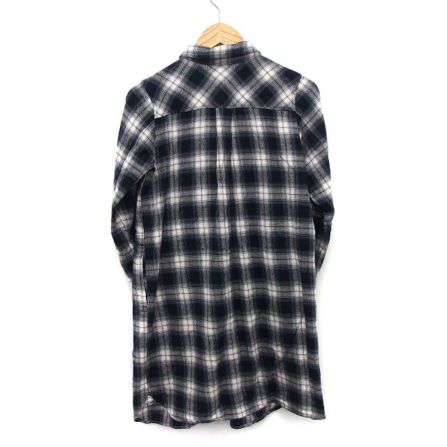 【中古】ハッシュアッシュ HusHusH シャツワンピ ワンピース チュニック ミニ 膝上 チェック 柄 長袖 コットン 綿 3 ブラック 黒 /HT23 レディース 【ベクトル 古着】 240117