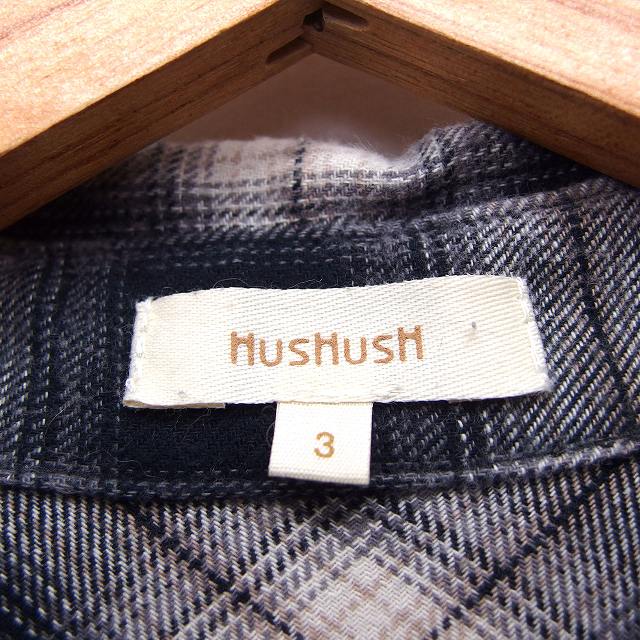 【中古】ハッシュアッシュ HusHusH シャツワンピ ワンピース チュニック ミニ 膝上 チェック 柄 長袖 コットン 綿 3 ブラック 黒 /HT23 レディース 【ベクトル 古着】 240117