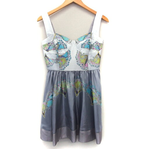 【中古】シンシアローリー CYNTHIA ROWLEY ワンピース フレア ミニ 切替 総柄 ギャザー グログラン ノースリーブ ハートネック 2 ライトグレー 灰 /HT4 レディース 【ベクトル 古着】 240301 【中古】シンシアローリー CYNTHIA ROWLEY ワンピース フレア ミニ 切替 総柄 ギャザー グログラン ノースリーブ ハートネック 2 ライトグレー 灰 /HT4 レディース 【ベクトル 古着】 240301