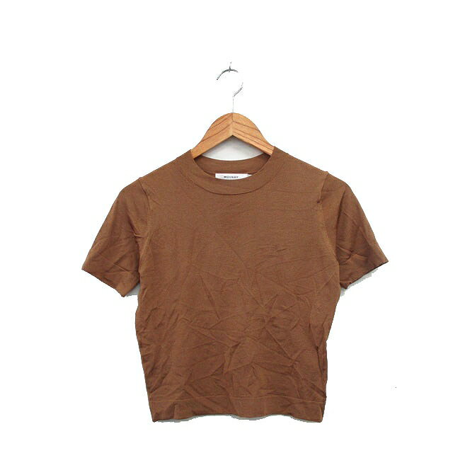 【中古】マウジー moussy カットソー Tシャツ 半袖 シンプル F ブラウン 茶 /KT5 レディース 【ベクトル 古着】 240405
