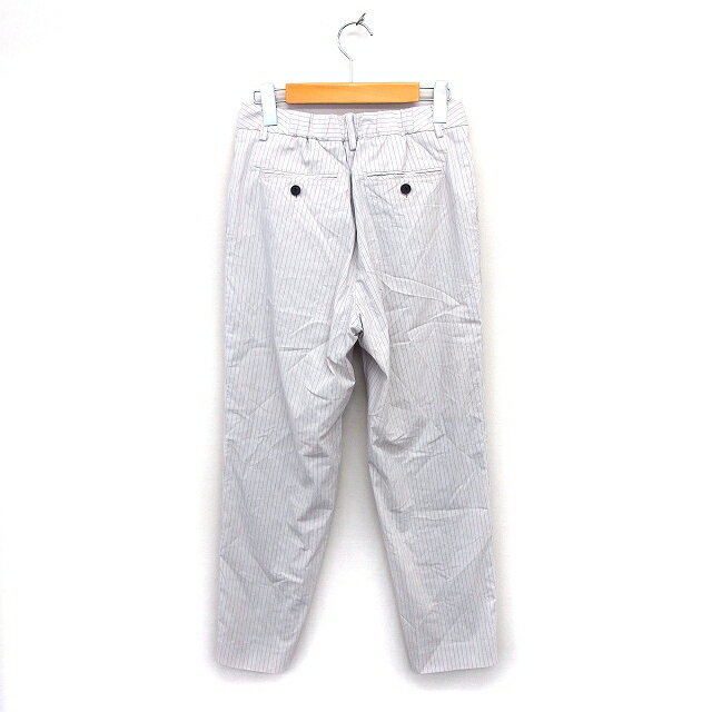 【中古】ロペ ROPE パンツ テーパード リネン混 ストライプ ジップフライ 38 ライトグレー /NT22 レディース 【ベクトル 古着】 240405