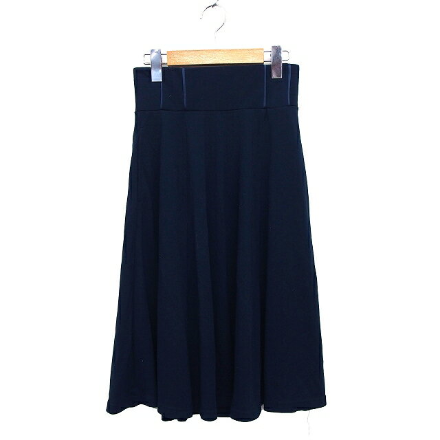 【中古】ジーナシス JEANASIS フレア スカート ロング 無地 シンプル テープライン F ネイビー 紺 /HT23 レディース 【ベクトル 古着】 240328