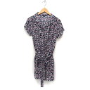 【中古】ヘザー Heather 花柄 オールインワン ロンパース 半袖 ひざ丈 リボン F ブラック 黒 /FT15 レディース 【ベクトル 古着】 240329(4)