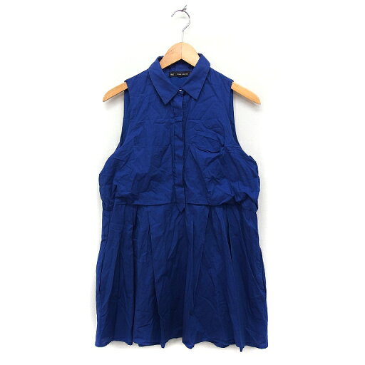 【中古】ザラ トラファルック ZARA Trafaluc シャツ チュニック ノースリーブ フレア 無地 コットン 綿 S ブルー 青 /FT11 レディース 【ベクトル 古着】 240404 【中古】ザラ トラファルック ZARA Trafaluc シャツ チュニック ノースリーブ フレア 無地 コットン 綿 S ブルー 青 /FT11 レディース 【ベクトル 古着】 240404