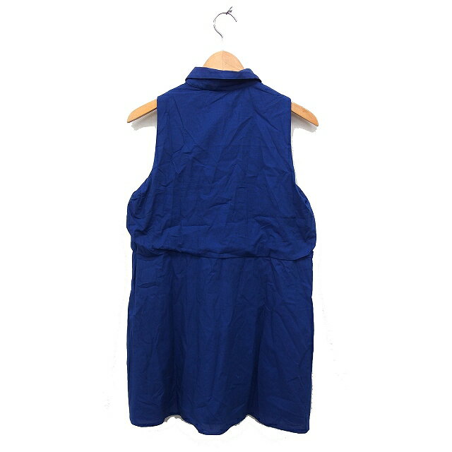 【中古】ザラ トラファルック ZARA Trafaluc シャツ チュニック ノースリーブ フレア 無地 コットン 綿 S ブルー 青 /FT11 レディース 【ベクトル 古着】 240404