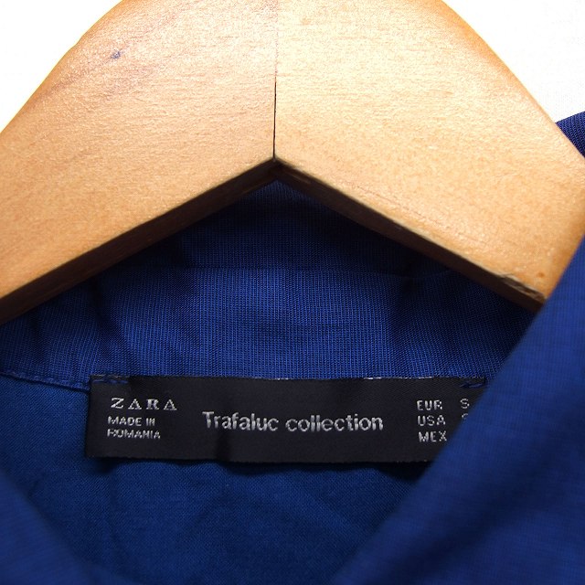 【中古】ザラ トラファルック ZARA Trafaluc シャツ チュニック ノースリーブ フレア 無地 コットン 綿 S ブルー 青 /FT11 レディース 【ベクトル 古着】 240404