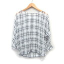 【中古】未使用品 エルフォーブル ELFORBR タグ付き カットソー ブラウス シースルー チェック 柄 長袖 丸首 38 ホワイト 白 /HT12 レディー...