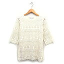 【中古】ロペピクニック ROPE Picnic チュニック ブラウス レース コットン混 フリンジ ボートネック 透け感 七分袖 38 オフホワイト /NT16...