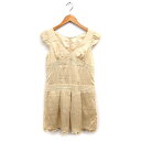【中古】ジルバイジルスチュアート JILL by JILLSTUART フォーマル ワンピース ドレス レース ひざ丈 ノースリーブ フリル袖 Vネック S ベ...