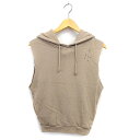 【中古】ジェイダ GYDA パーカー フーディ ダメージ加工 リブ コットン 綿 スウェット ノースリーブ F ベージュ /NT32 レディース 【ベクトル 古着】 240524