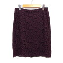 【中古】ユナイテッドアローズ UNITED ARROWS レース スカート 台形 膝丈 花柄 グログラン 綿混 40 ワインレッド 赤 /HT4 レディース 【ベクトル 古着】 240605(4)