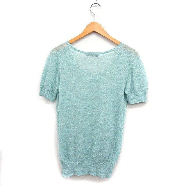 【中古】B&Y ユナイテッドアローズ BEAUTY&YOUTH ビューティー&ユース 半袖 ニット チュニック Uネック 麻混 ミントグリーン /FT12 レディース 【ベクトル 古着】 240601