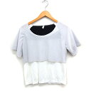 【中古】ジーナシス JEANASIS 半袖 カットソー Tシャツ 切替 シフォン ホワイト 白 ライトグレー /FT30 レディース 【ベクトル 古着】 240531