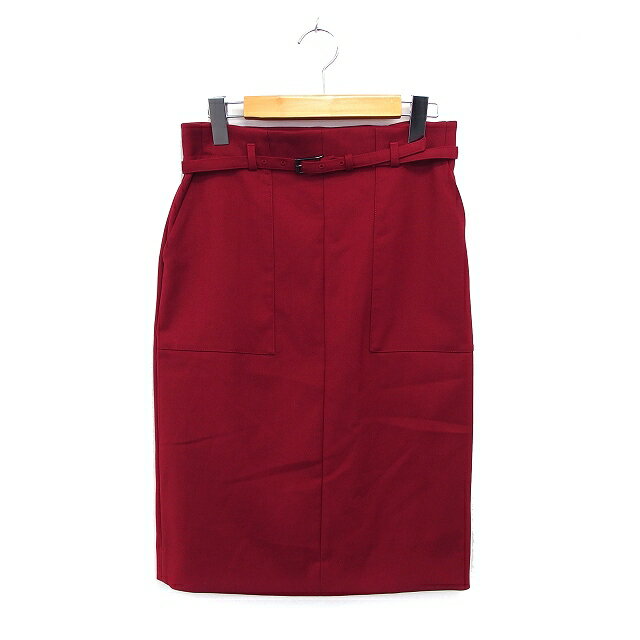 【中古】ボッシュ BOSCH スカート タイト ロング ベルト スリット シンプル サイドジップ 38 ボルドー /NT14 レディース 【ベクトル 古着】 240607(4)