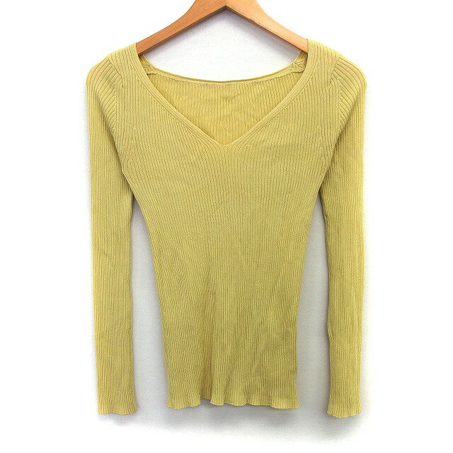 Long-Sleeved - 【中古】スタニングルアー STUNNING LURE リブ カットソー シンプル シンプル 長袖 Vネック M クリームイエロー 黄 /HT8 レディース 【ベクトル 古着】 240614