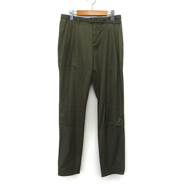 【中古】ガリャルダガランテ GALLARDAGALANTE テーパード パンツ シンプル ベルト タック 綿混 M モスグリーン 緑 /HT3 レディース 【ベクトル 古着】 240619(4.0)