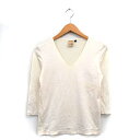 【中古】ユナイテッドアローズ UNITED ARROWS カットソー Tシャツ Vネック 七分袖 コットン 38 ベージュ /KT31 レディース 【ベクトル 古着】 240615(4)