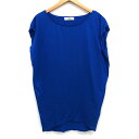 【中古】スピック&スパン ノーブル Spick&Span Noble チュニック カットソー 無地 シンプル ロングテール フレンチスリーブ 半袖 丸首 ブルー 青 /HT28 レディース 【ベクトル 古着】 240627(4)