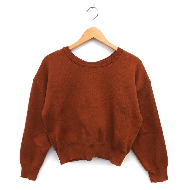 【中古】スタディオクリップ Studio Clip ニット セーター リブ ワイド バックボタン クロップド 長袖 ..