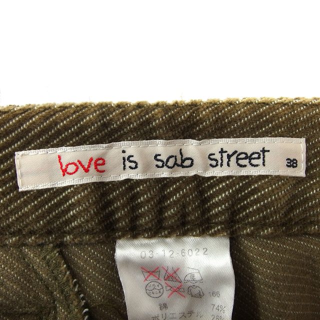 【中古】サブストリート SAB STREET love is コーデュロイ パンツ クロップド ストレート コットン混 ジップフライ 38 カーキ /NT22 レディース 【ベクトル 古着】 240819