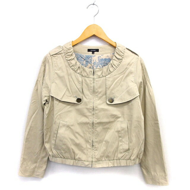 【中古】ドレスキップ DRESKIP ジャンパー ブルゾン アウター ギャザー タック ジップアップ クロップド 40 ベージュ /NT36 レディース 【ベクトル 古着】 240819