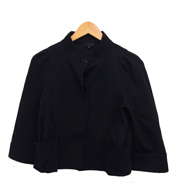 【中古】アイシービー iCB スタンドカラー ジャケット アウター 七分袖 無地 ラメ混 S ブラック 黒 /FT3 レディース 【ベクトル 古着】 240810