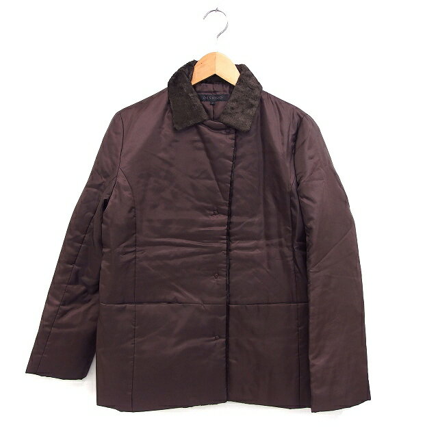 【中古】デヴィジオ DESVISIO ジャケット アウター ステンカラー ボア 中綿 比翼仕立て 2 茶 ブラウン /NT15 レディース 【ベクトル 古着】 240807