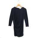 【中古】ザラウーマン ZARA WOMAN ワンピース Iライン ひざ丈 ドレープ ニット ボートネック バックジップ 長袖 チャコールグレー /NT5 レディース 【ベクトル 古着】 240819(4)