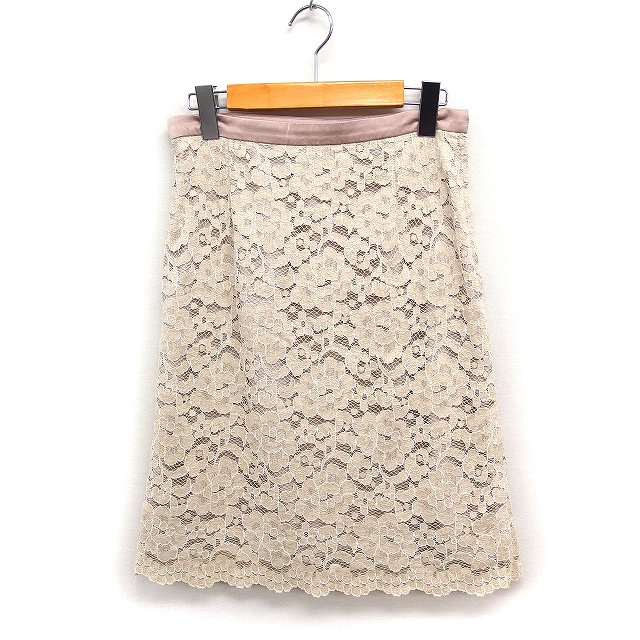 樂天商城 - 【中古】アナトリエ ANATELIER レース フレア スカート ひざ丈 綿混 38 ベージュ /FT26 レディース 【ベクトル 古着】 240712