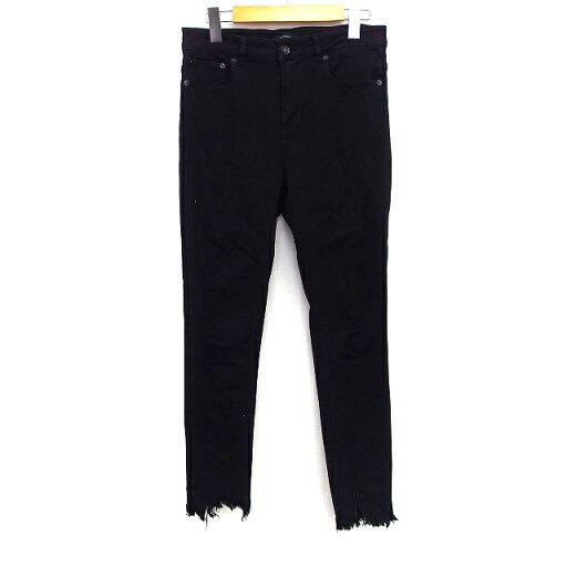 【中古】ジーナシス JEANASIS デニム パンツ スキニー 切りっぱなし 変形裾 パッチ コットン 綿 L ブラック 黒 /HT27 レディース 【ベクトル 古着】 240715 【中古】ジーナシス JEANASIS デニム パンツ スキニー 切りっぱなし 変形裾 パッチ コットン 綿 L ブラック 黒 /HT27 レディース 【ベクトル 古着】 240715