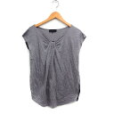 【中古】アンタイトル UNTITLED Vネック カットソー Tシャツ フレンチスリーブ バイカラー 綿混 3 グレー 灰 ブラック 黒 /FT19 レディース 【ベクトル 古着】 240720(4)