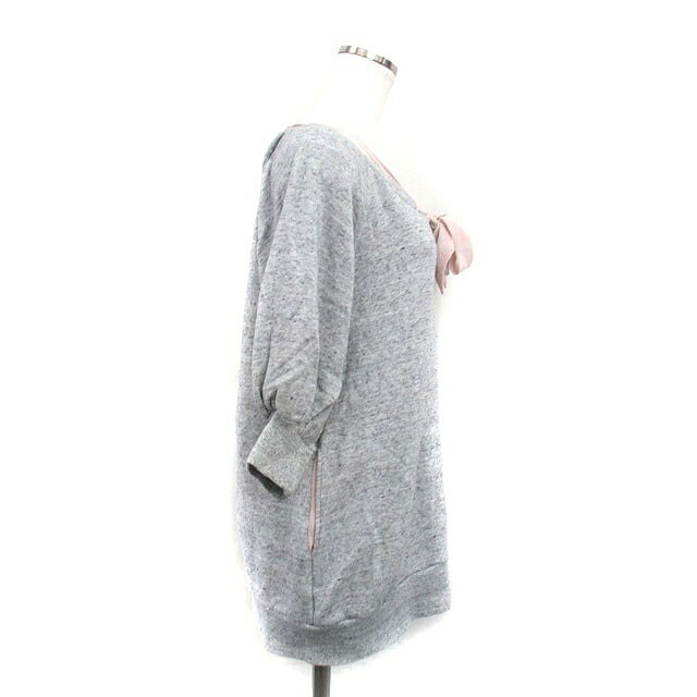 【中古】スナイデル SNIDEL カットソー Tシャツ 七分袖 リボン コットン F グレー 灰 /KT17 レディース 【ベクトル 古着】 240729