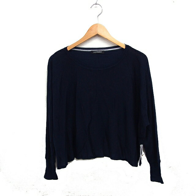 【中古】ロートレアモン LAUTREAMONT ワイド ニット セーター 長袖 ボートネック 無地 38 ネイビー 紺 /FT7 レディース 【ベクトル 古着】 240805