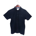 【中古】シンプルライフ SIMPLE LIFE ポロシャツ ステンカラー ジャガード コットン 綿 半袖 M 紺 ネイビー /NT29 メンズ 【ベクトル 古着】 240909