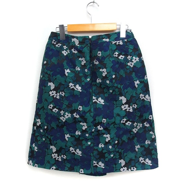 【中古】crimee フラワージャガード フロントタック 台形スカート ひざ丈 M ブラック 黒 /FT11 レディース 【ベクトル 古着】 240911