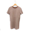 【中古】ザラ ZARA ワンピース フレア ひざ丈 起毛 ラウンドネック シンプル 半袖 M 茶 ブラウン /NT21 レディース 【ベクトル 古着】 240916(4)