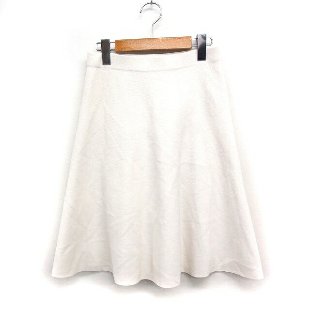 【中古】ストロベリーフィールズ STRAWBERRY-FIELDS ニット フレア スカート ひざ丈 無地 綿混 オフホワイト 白 /FT17 レディース 【ベクトル 古着】 240916