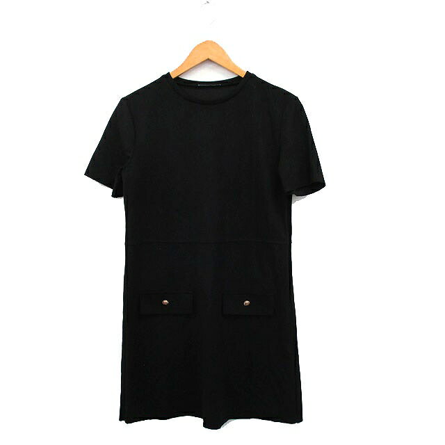 【中古】ザラ ZARA ワンピース 半袖 ミニ シンプル S ブラック 黒 /KT22 レディース 【ベクトル 古着】 240928