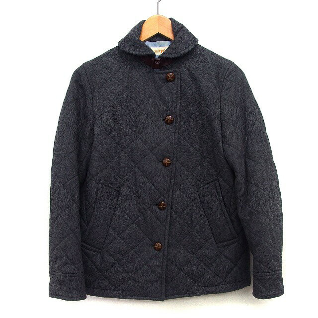 【中古】ビンゴ bingo 中綿 ジャケット シンプル ネックベルト ウール混 F チャコール 灰 /HT5 レディ..