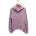 【中古】オリーブデオリーブ OLIVE des OLIVE オフタートルネック ニット セーター 長袖 アラン模様 F ピンク /FT46 レディース 【ベクトル 古着】 241007(4)