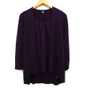 【中古】ミッシェルクラン MICHEL KLEIN アンサンブル カーディガン ブラウス ニット シフォン 無地 シンプル 長袖 丸首 ウール混 38 パープル 紫 /HT7 レディース 【ベクトル 古着】 241010