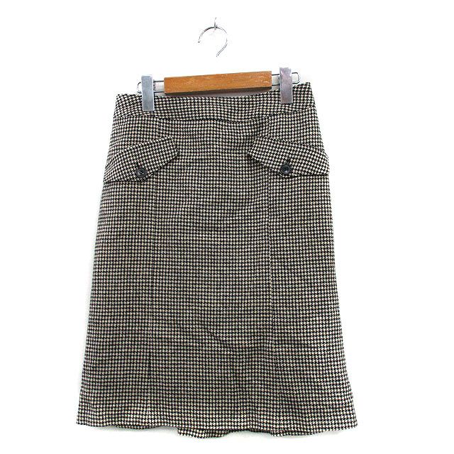 【中古】ロートレアモン LAUTREAMONT タイトスカート ミニ ウール 千鳥格子 1 ベージュ /KT35 レディース 【ベクトル 古着】 241012