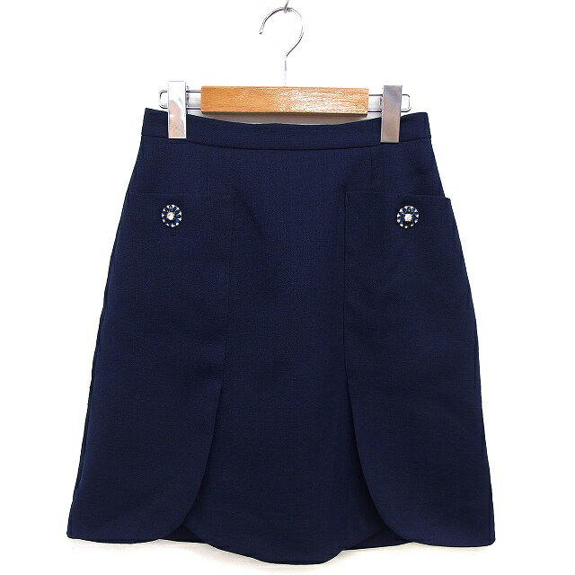 【中古】プロポーション ボディドレッシング PROPORTION BODY DRESSING スカート フレア ひざ丈 ボタン バックジップ シンプル 2 紺 ネイビー /NT31 レディース 【ベクトル 古着】 241017