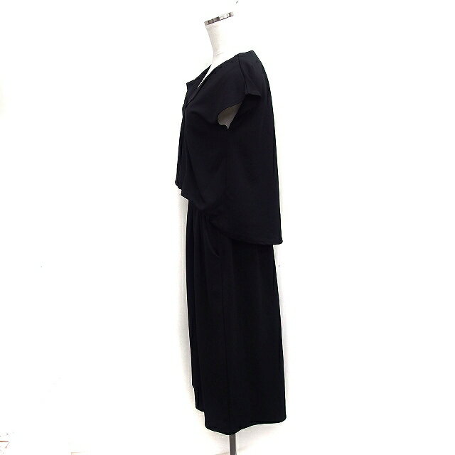 【中古】ビス ViS オールインワン ワイドパンツ フレンチスリーブ タックイン 無地 シンプル F ブラック 黒 /FT7 レディース 【ベクトル 古着】 241019