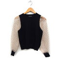 【中古】クイーンズコート QUEENS COURT ドット シフォンスリーブ ニット セーター 長袖 丸首 2 ブラック 黒 /FT19 レディース 【ベクトル 古着】 241028(4)