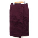 【中古】未使用品 ディッキーズ Dickies タグ付き デニム スカート タイト ロング ミモレ丈 ラップ風 ロゴ シンプル 綿混 36 ワインレッド 赤紫 /HT8 レディース 【ベクトル 古着】 241111(4)