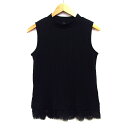 【中古】アズールバイマウジー AZUL by moussy リブ ニット セーター ノースリーブ シンプル 切替レース 丸首 M ブラック 黒 /HT27 レディース 【ベクトル 古着】 241111(4)