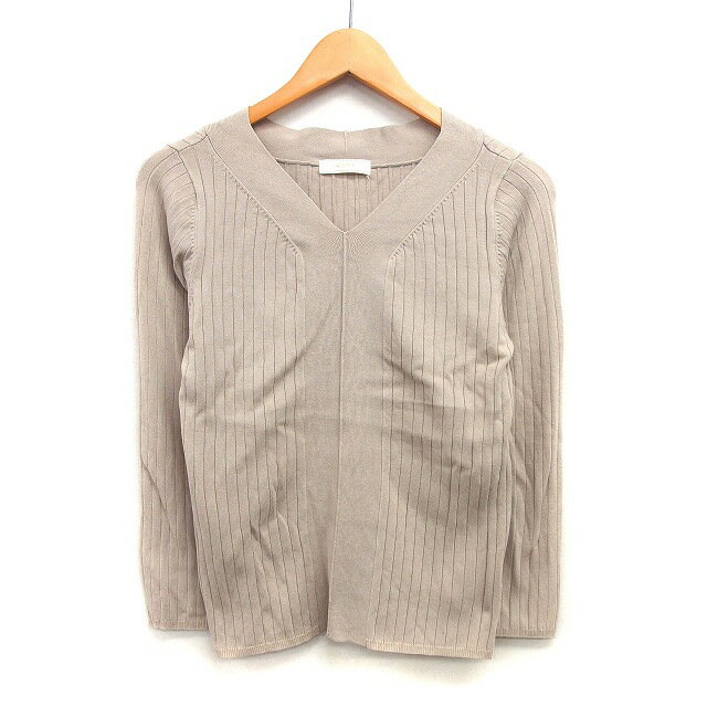 【中古】エニィスィス エニシス anySiS リブニット セーター シンプル シーム加工 長袖 Vネック 4 ベージュ /HT15 レディース 【ベクトル 古着】 241118