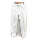【中古】エドウィン EDWIN デニム パンツ ジョガー シンプル ウエスト紐 コットン 綿 XXS ホワイト 白 /HT10 レディース 【ベクトル 古着】 241122(4)