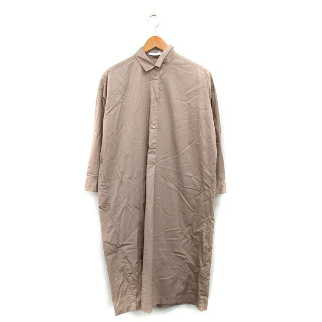 【中古】アーバンリサーチ ドアーズ URBAN RESEARCH DOORS シャツ ワンピース ロング 長袖 コットン シンプル 1 ベージュ /KT2 レディース 【ベクトル 古着】 241127